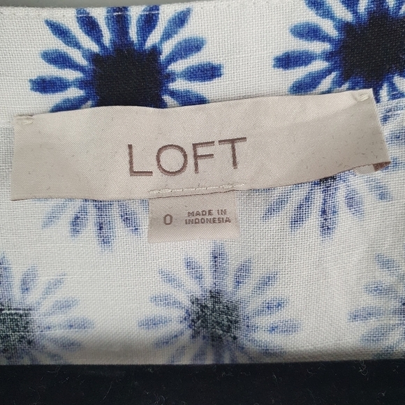 LOFT Flutter Romper Linen Mix Blue/White Women's Size 0 - Picture 6 of 14